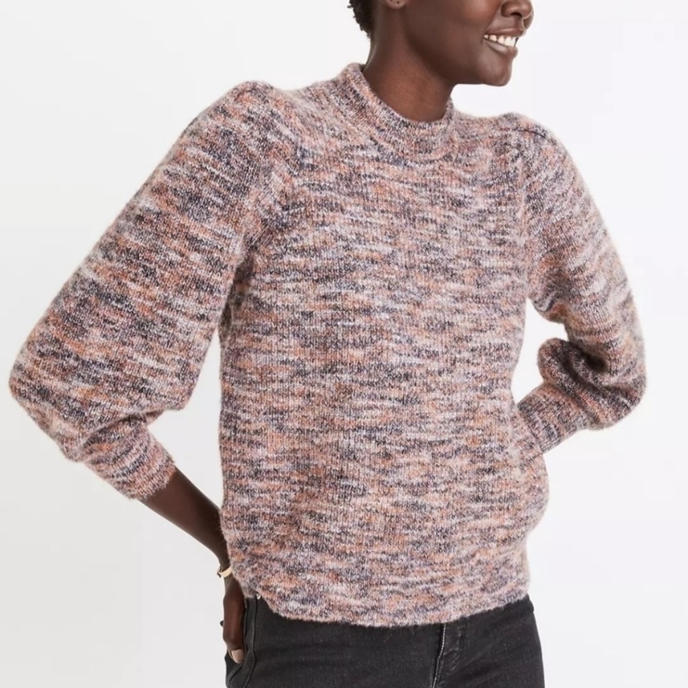 Madewell Eaton Puff Sleeve Pullover Sweater Space-Dyed